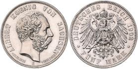 SACHSEN, Albert, 1873-1902, 5 Mark 1902 E. Sein Tod.
 Erstabschlag
J.128