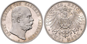 SACHSEN-ALTENBURG, Ernst, 1853-1908, 2 Mark 1901 A. 75. Geburtstag.
 st
J.142