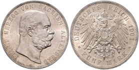 SACHSEN-ALTENBURG, Ernst, 1853-1908, 5 Mark 1901 A. 75. Geburtstag.
 st
J.143
