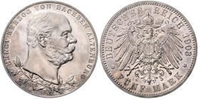 SACHSEN-ALTENBURG, Ernst, 1853-1908, 5 Mark 1903 A. 50-jähr. Reg.-Jub.
 st
J.144