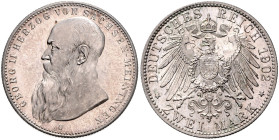 SACHSEN-MEININGEN, Georg II., 1866-1914, 2 Mark 1902 D.
 Erstabschlag
J.151b