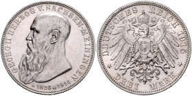 SACHSEN-MEININGEN, Georg II., 1866-1914, 3 Mark 1915. Sein Tod.
 st
J.155