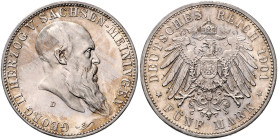 SACHSEN-MEININGEN, Georg II., 1866-1914, 5 Mark 1901 D. 75. Geburtstag.
 st
J.150
