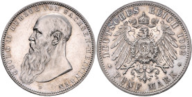 SACHSEN-MEININGEN, Georg II., 1866-1914, 5 Mark 1902 D.
 f.st
J.153a