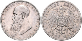 SACHSEN-MEININGEN, Georg II., 1866-1914, 5 Mark 1902 D. 38mm; 27,76g; 12h.
 ss
J.153b