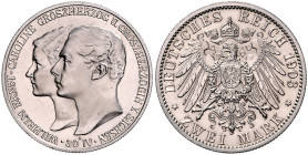 SACHSEN-WEIMAR-EISENACH, Wilhelm Ernst, 1901-1918, 2 Mark 1903 A. Hochzeit mit Caroline.
 f.st
J.158