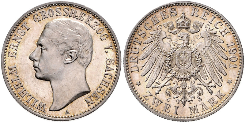 SACHSEN-WEIMAR-EISENACH, Wilhelm Ernst, 1901-1918, 2 Mark 1901 A. Regierungsantr...