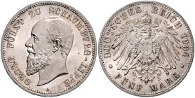 SCHAUMBURG-LIPPE, Georg, 1893-1911, 5 Mark 1904 A.
 Prachtex., st
J.165