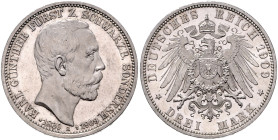 SCHWARZBURG-SONDERSHAUSEN, Karl Günther, 1880-1909, 3 Mark 1909 A. Sein Tod.
 PP
J.170