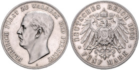 WALDECK-PYRMONT, Friedrich, 1893-1918, 5 Mark 1903 A.
 f.st
J.171
