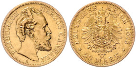 ANHALT, Friedrich I., 1871-1904, 20 Mark 1875 A.
 vz
J.179