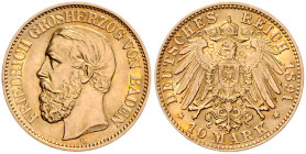 BADEN, Friedrich I., 1852-1907, 10 Mark 1891 G.
Ware ist regelbesteuert
standard taxation
f.st
J.188