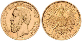 BADEN, Friedrich I., 1852-1907, 10 Mark 1898 G.
Ware ist MwSt-befreit
VAT tax free
f.st
J.188