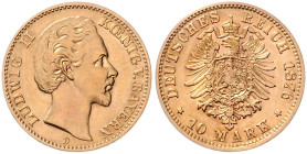 BAYERN, Ludwig II., 1864-1886, 10 Mark 1876 D.
Ware ist regelbesteuert
standard taxation
vz/st
J.196