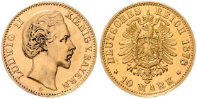 BAYERN, Ludwig II., 1864-1886, 10 Mark 1878 D.
Ware ist MwSt-befreit
VAT tax free
st
J.196