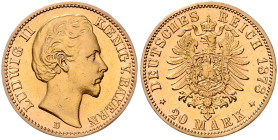 BAYERN, Ludwig II., 1864-1886, 20 Mark 1878 D.
Ware ist regelbesteuert
standard taxation
vz/st
J.197