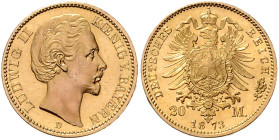 BAYERN, Ludwig II., 1864-1886, 20 Mark 1873 D.
Ware ist regelbesteuert
standard taxation
Prachtex., st
J.194