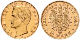 BAYERN, Otto, 1886-1913, 10 Mark 1888 D.
Ware ist regelbesteuert
standard taxation
leicht ber. PP
J.198