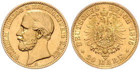 BRAUNSCHWEIG-LÜNEBURG, Wilhelm, 1830-1884, 20 Mark 1875 A.
 vz/st
J.203