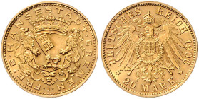 BREMEN, Freie Hansestadt, 20 Mark 1906 J.
 f.st
J.205