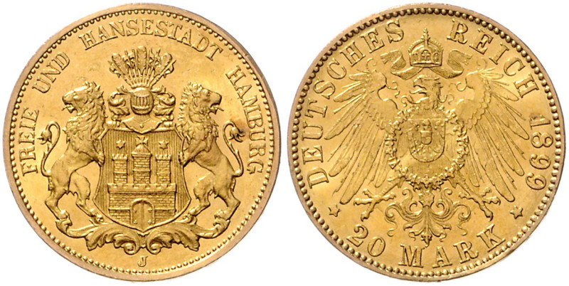 HAMBURG, Freie und Hansestadt, 20 Mark 1899 J.
Ware ist MwSt-befreit
VAT tax f...