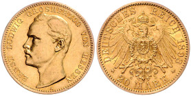 HESSEN, Ernst Ludwig, 1892-1918, 20 Mark 1893 A.
 vz/st
J.223