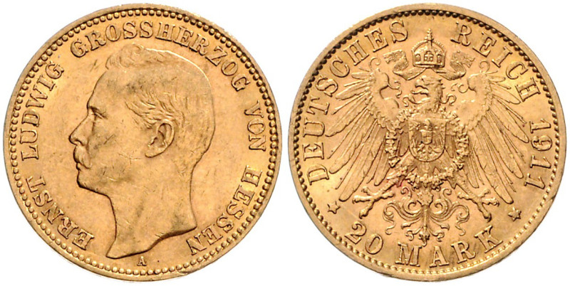 HESSEN, Ernst Ludwig, 1892-1918, 20 Mark 1911 A.
Ware ist MwSt-befreit
VAT tax...