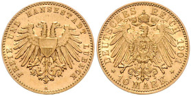LÜBECK, Freie und Hansestadt, 10 Mark 1901 A.
st
J.227