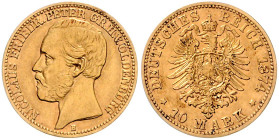 OLDENBURG, Nicolaus Friedrich Peter, 1853-1900, 10 Mark 1874 B.
f.vz
J.241