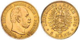 PREUSSEN, Wilhelm I., 1861-1888, 5 Mark 1878 A. 17mm; 1,97g.
Ware ist MwSt-befreit
VAT tax free
ss/vz
J.244