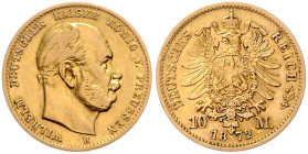 PREUSSEN, Wilhelm I., 1861-1888, 10 Mark 1872 B. 19,5mm; 3,94g.
VAT tax free
ss
J.242