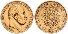 PREUSSEN, Wilhelm I., 1861-1888, 10 Mark 1874 B.
Ware ist MwSt-befreit
VAT tax free
ss
J.245