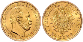 PREUSSEN, Wilhelm I., 1861-1888, 20 Mark 1875 A.
Ware ist MwSt-befreit
VAT tax free
st
J.246