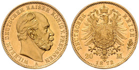 PREUSSEN, Wilhelm I., 1861-1888, 20 Mark 1872 A.
Ware ist MwSt-befreit
VAT tax free
Erstabschlag
J.243