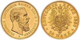 PREUSSEN, Friedrich III., 1888, 20 Mark 1888 A.
PP
J.248