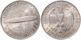 WEIMARER REPUBLIK, 1919-1933, 3 Reichsmark 1930 A. Zeppelin.
 st
J.342