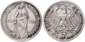 WEIMARER REPUBLIK, 1919-1933, 3 Reichsmark 1928 A. Naumburg/Saale.
 matt. PP
J.333
