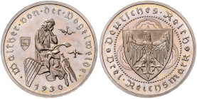 WEIMARER REPUBLIK, 1919-1933, 3 Reichsmark 1930 A. Walther von der Vogelweide.
 PP
J.344