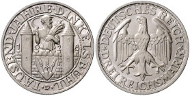 WEIMARER REPUBLIK, 1919-1933, 3 Reichsmark 1928 D. Dinkelsbühl.
 st
J.334