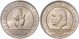 WEIMARER REPUBLIK, 1919-1933, 3 Reichsmark 1929 D. Schwurhand.
 st
J.340
