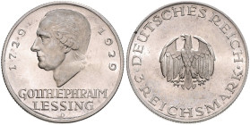 WEIMARER REPUBLIK, 1919-1933, 3 Reichsmark 1929 D. Lessing.
 PP
J.335