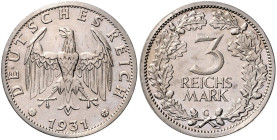 WEIMARER REPUBLIK, 1919-1933, 3 Reichsmark 1931 G.
 st
J.349