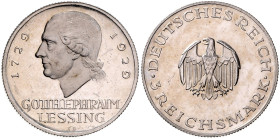 WEIMARER REPUBLIK, 1919-1933, 3 Reichsmark 1929 G. Lessing.
 PP
J.335