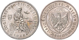 WEIMARER REPUBLIK, 1919-1933, 3 Reichsmark 1930 J. Walther von der Vogelweide.
 st
J.344