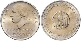 WEIMARER REPUBLIK, 1919-1933, 3 Reichsmark 1929 J. Lessing.
 st
J.335