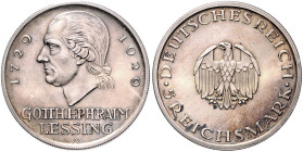 WEIMARER REPUBLIK, 1919-1933, 5 Reichsmark 1929 A. Lessing.
 vz
J.336