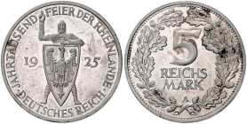 WEIMARER REPUBLIK, 1919-1933, 5 Reichsmark 1925 A. Rheinlande.
 PP
J.322