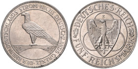 WEIMARER REPUBLIK, 1919-1933, 5 Reichsmark 1930 E. Rheinlandräumung.
 st
J.346
