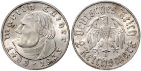 DRITTES REICH, 1933-1945, 2 Reichsmark 1933 D. Luther.
 st
J.352