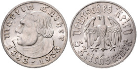 DRITTES REICH, 1933-1945, 5 Reichsmark 1933 A. Luther.
 st
J.353